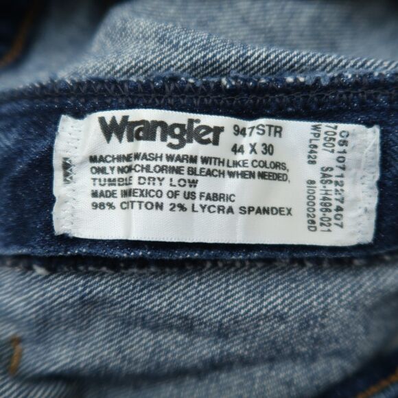 Wrangler Jeans Mens Size 44 (42x30 actual) Blue Regular Cowboy Cut Denim 947STR - Picture 8 of 16